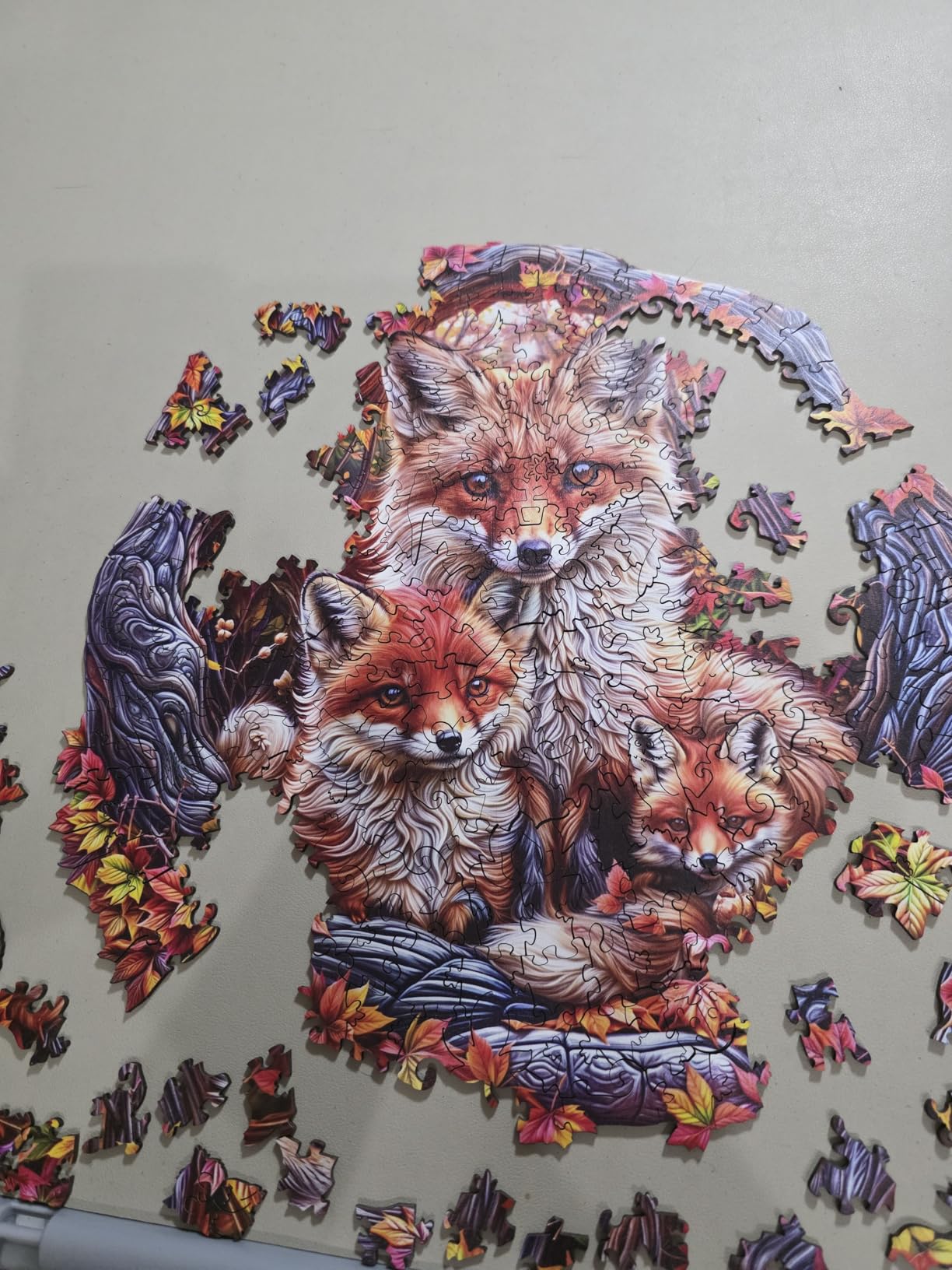Jigfoxy Wooden Puzzle for Adults, Foxes Jigsaw Puzzles for Adult, Unique Animal Shape Wood Cut Puzzles, Christmas Thanksgiving Gifts for Friends Family (S-8.5 * 8.5in-100pcs) customer photo 1