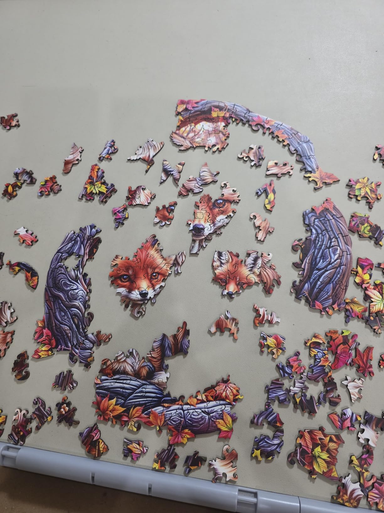 Jigfoxy Wooden Puzzle for Adults, Foxes Jigsaw Puzzles for Adult, Unique Animal Shape Wood Cut Puzzles, Christmas Thanksgiving Gifts for Friends Family (S-8.5 * 8.5in-100pcs) customer photo 2