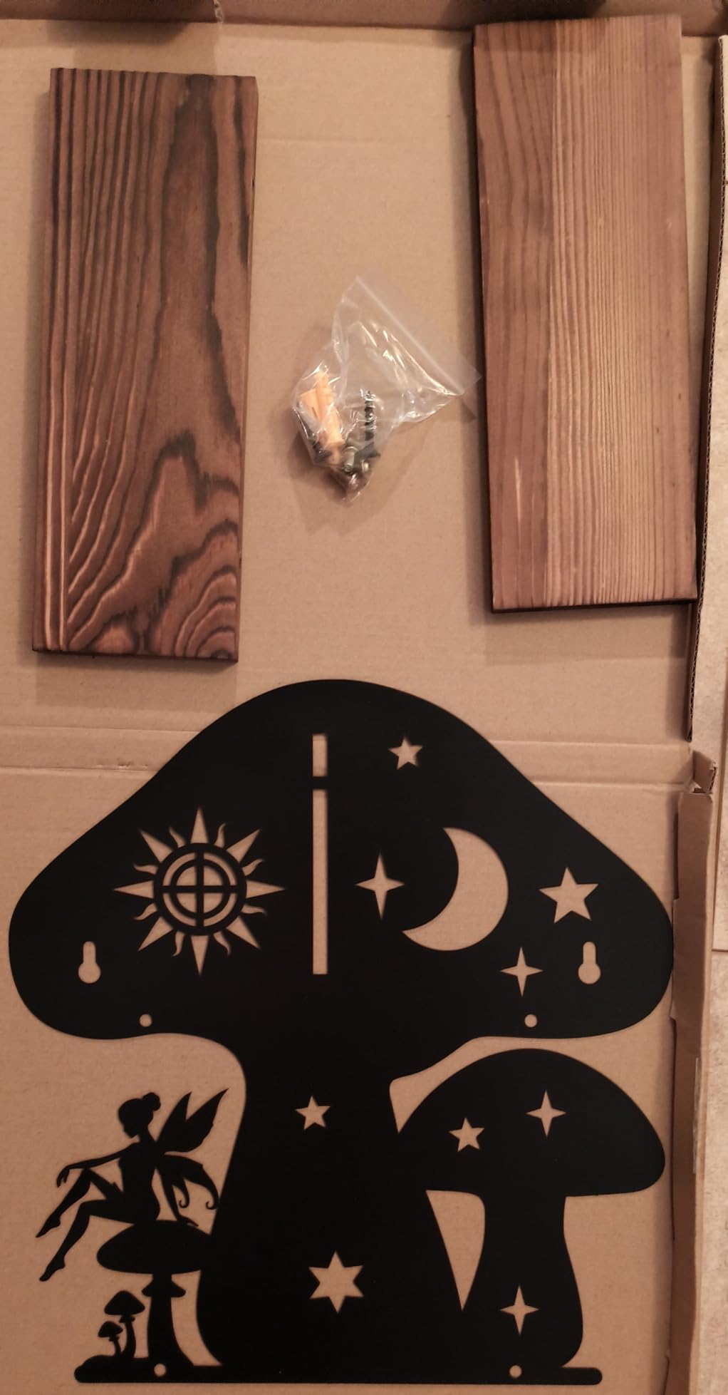 Wooden Mushroom Shelf with Iron Backing - Rustic Wall Decor for Crystals, Oils & Trinkets | Decorative Display Shelf for Witchy Room, Mushroom Decor & Fairy Core Decor | Mushroom Wall Art Gift customer photo 2