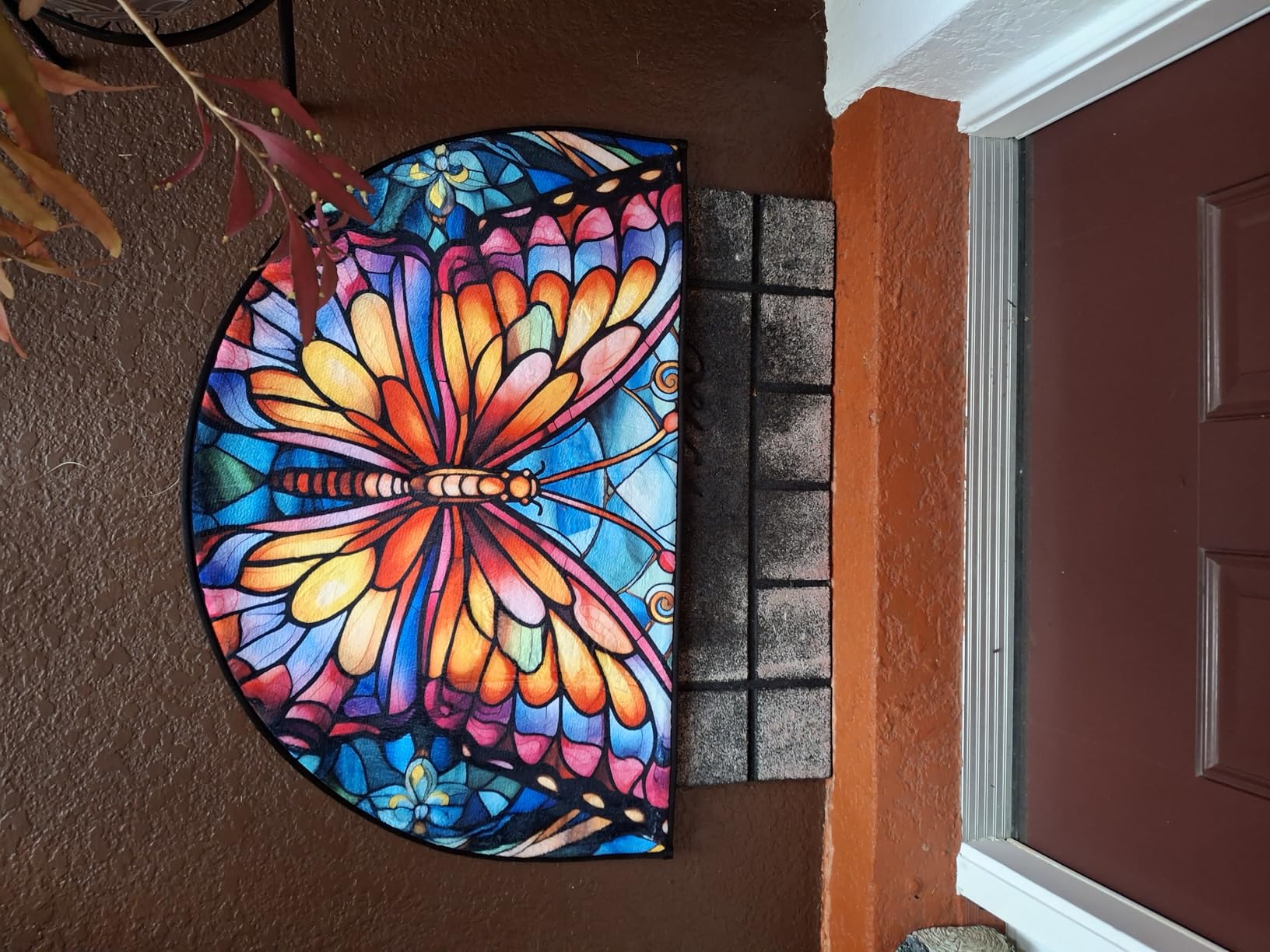 Dragonfly Half Round Doormat Non Slip Semi Circle Rug Outdoor Welcome Mat customer photo 1