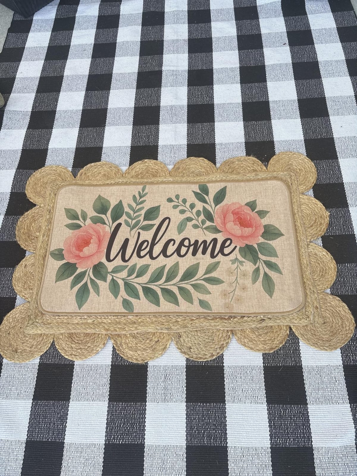 Forest Mushroom Welcome Door Mat, 29.5x17inch, Indoor Outdoor Linen Floor Mats with Frog, Snail, Butterfly and Dandelion, Non-Slip Rubber Backing Doormat, Decor Gifts Rug for Entrance Kitchen Bedroom customer photo 1