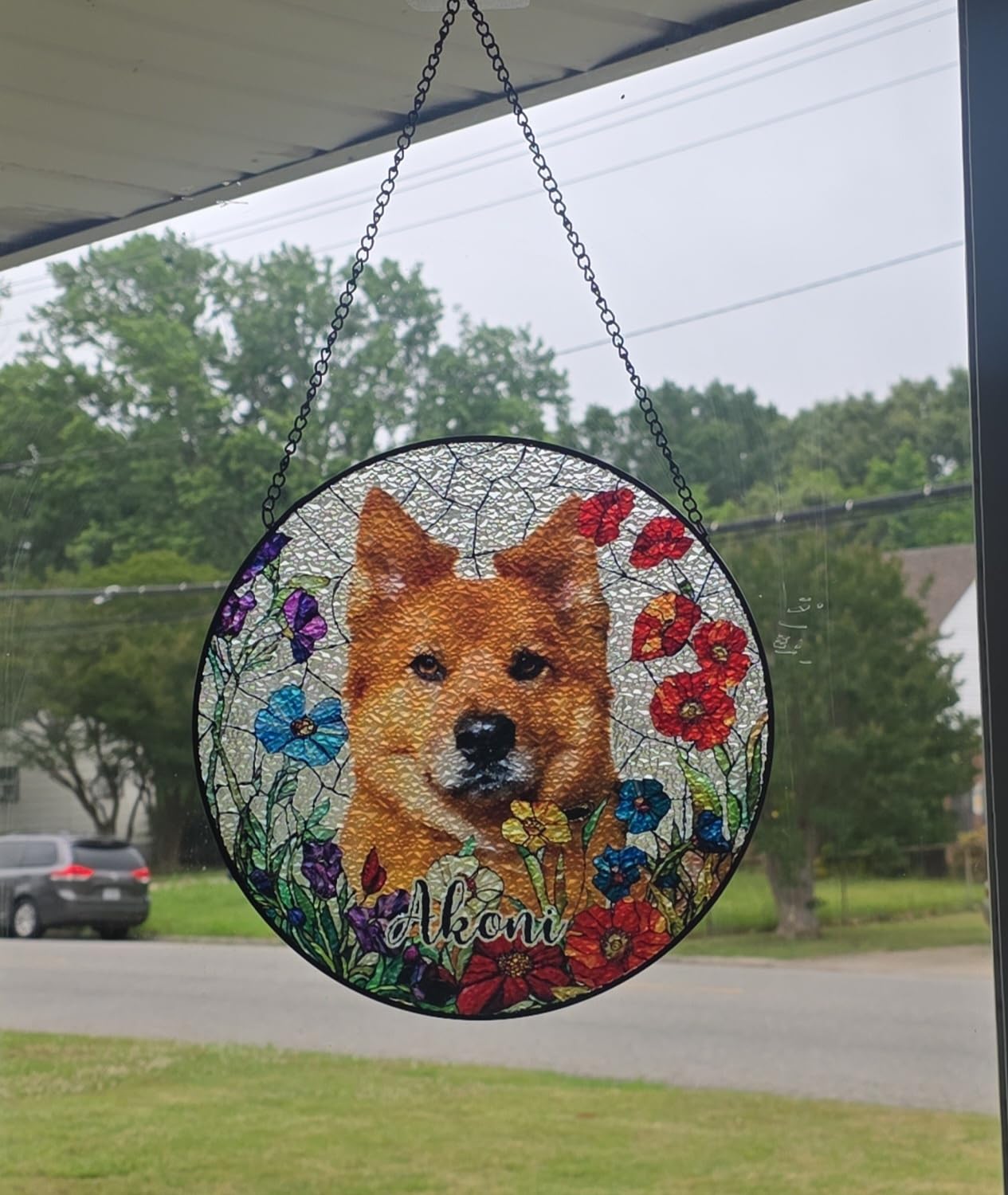 Personalized Family Tree Stained Glass Window Hanging Suncatcher - Warmness Father's Day, Mother's Day, Birthday Gift, Custom Family Name, Kid's Name customer photo 2