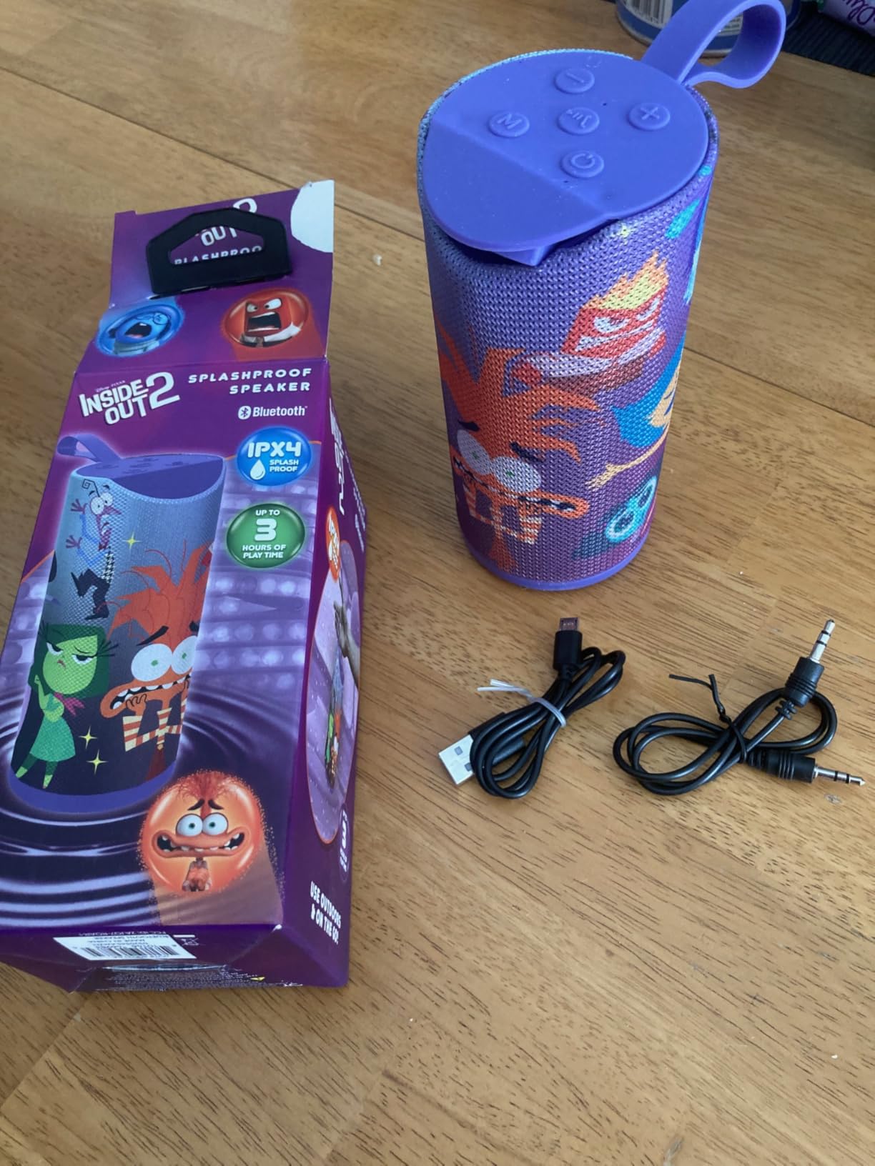 Disney/Pixar's Inside Out 2 Bluetooth Speaker - Splashproof Wireless Speaker W/ 3 Hrs Playtime/SD Slot/FM Radio - Inside Out 2 Gifts for Women, Men and All Fans (Anxiety + Joy) customer photo 2