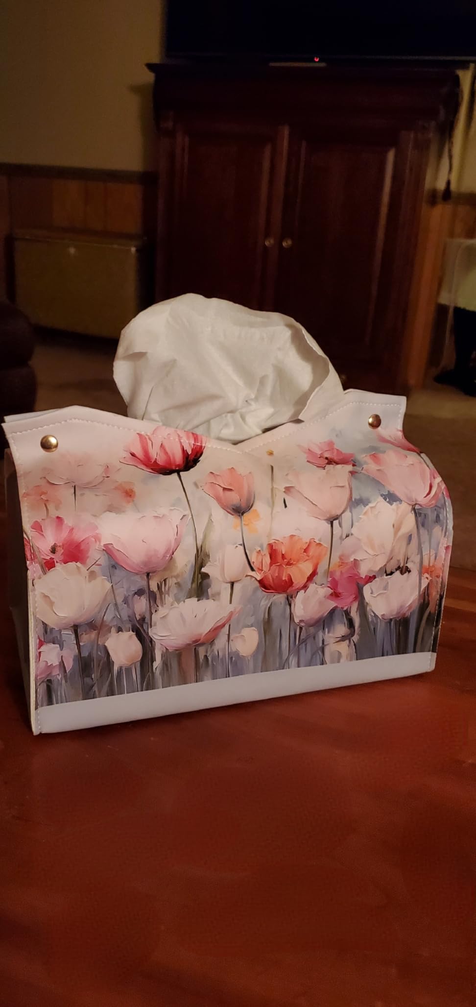 Bule Frog Motivational Tissue Box Cover,Mental Health Inspirational Toilet Paper Box Holder,Leather Decorative Facial Paper Case for Living Room Bathroom Kitchen Office Desk,9.8x5.9x5.9 customer photo 1