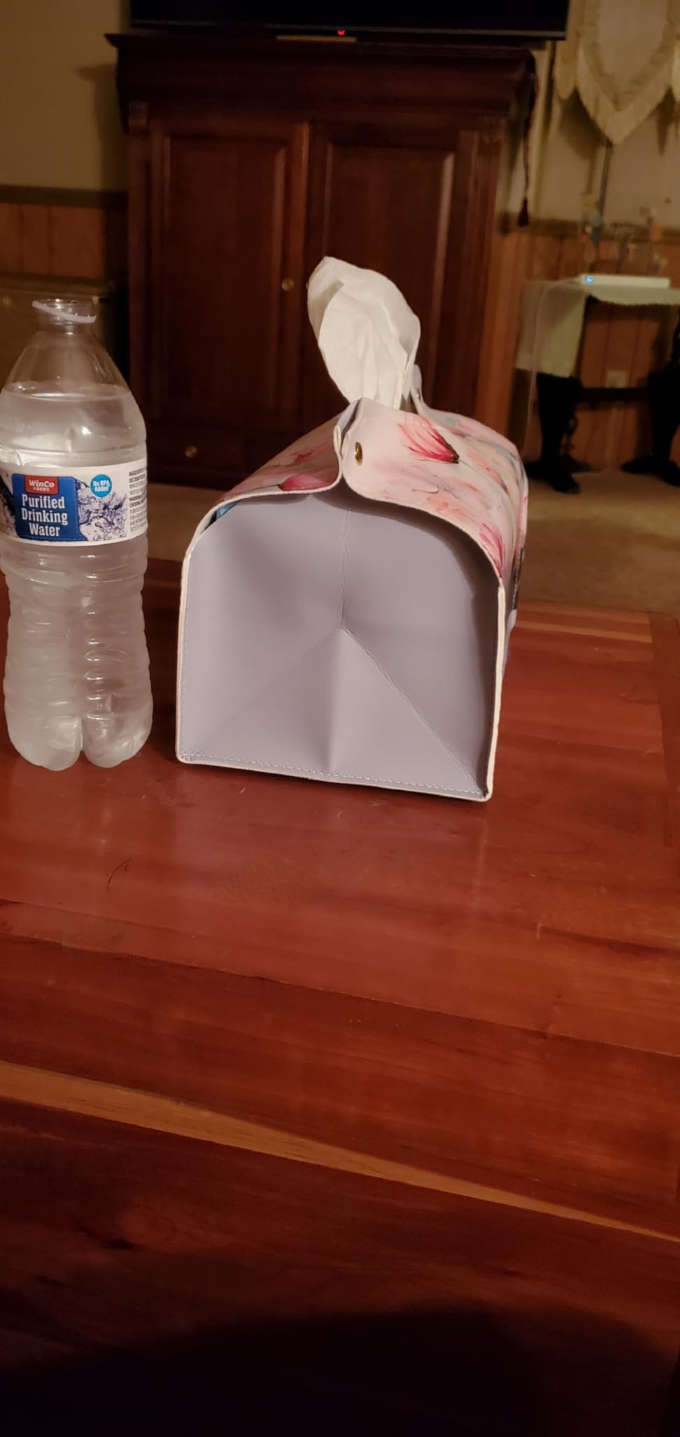 Bule Frog Motivational Tissue Box Cover,Mental Health Inspirational Toilet Paper Box Holder,Leather Decorative Facial Paper Case for Living Room Bathroom Kitchen Office Desk,9.8x5.9x5.9 customer photo 2