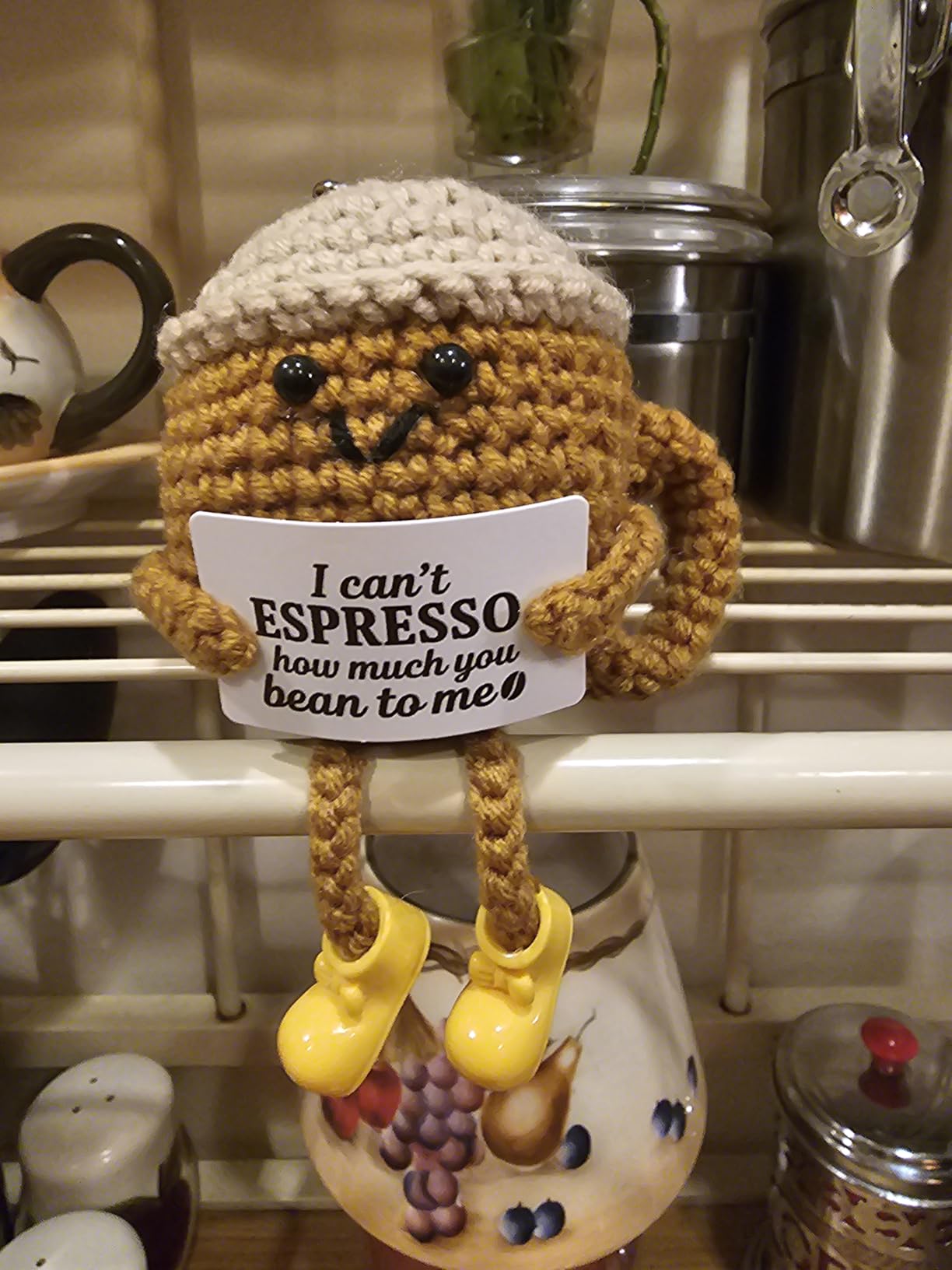 Birthday Gift for Her Him Women Men Girlfriend Boyfriend, Positive Crochet Espresso Cup, Cute Small Coffee Lover Gift for Best Friend Couple Wife Husband Mom customer photo 2