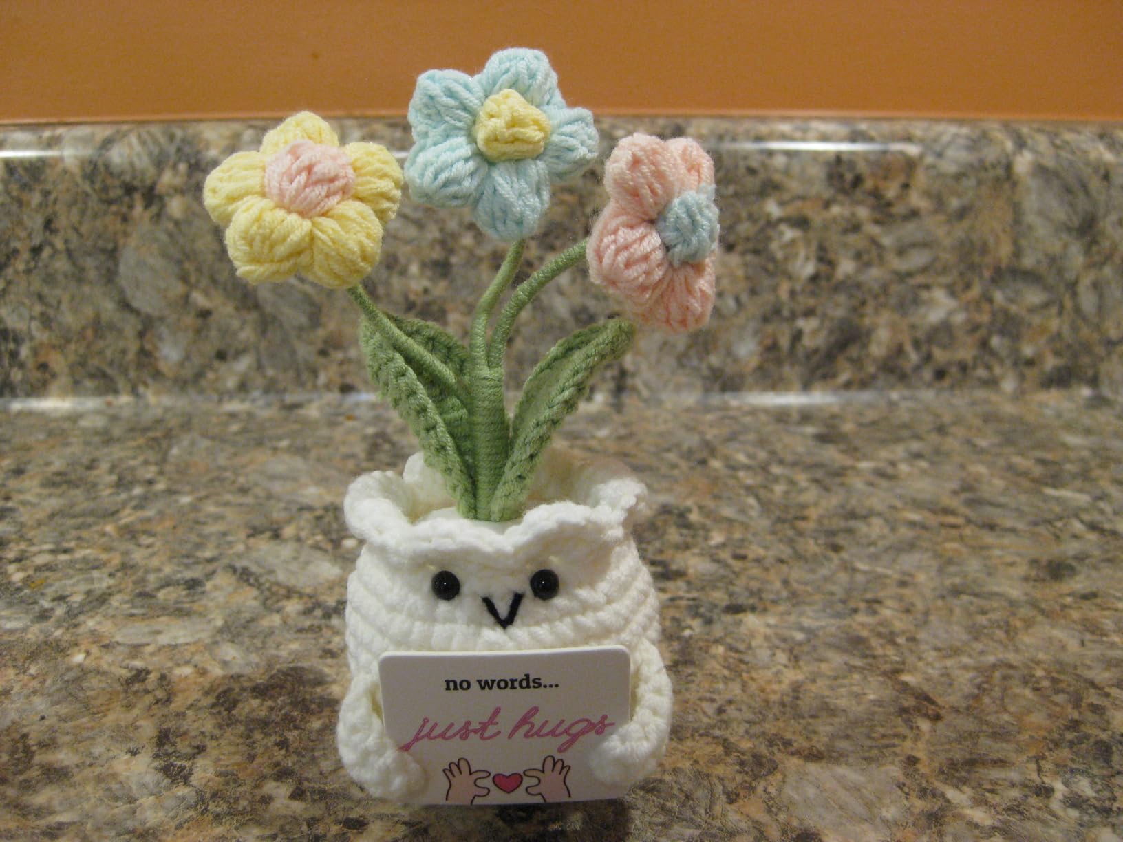 Forget-Me-Not Positive Crochet Flowers Plants Gift Handmade Desk Decor with Card
