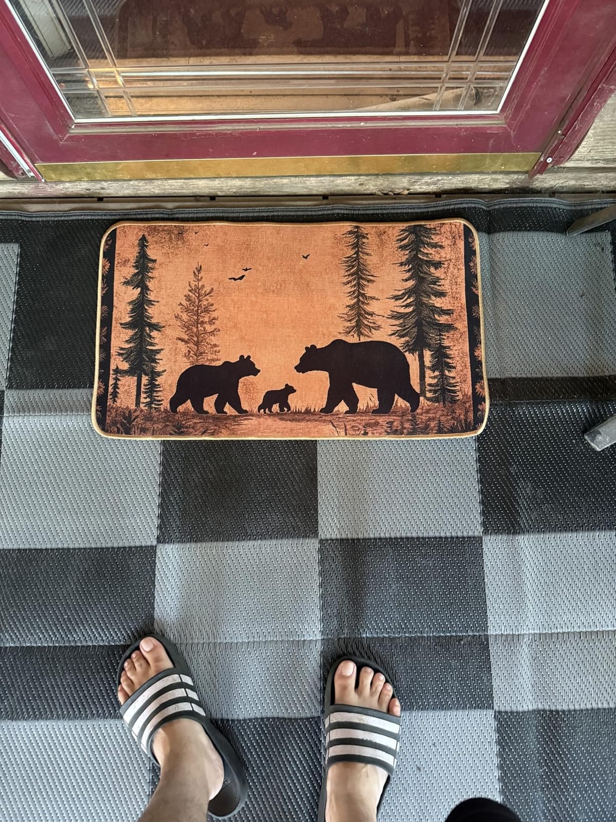 Forest Wolf Doormat Outdoor Entrance,Red Moon Night Front Door Mat Decorative Indoor Outdoor Non-Slip Entryway Rug for Home Entrance Outside Entry Floor Patio 17x29 Inch customer photo 1