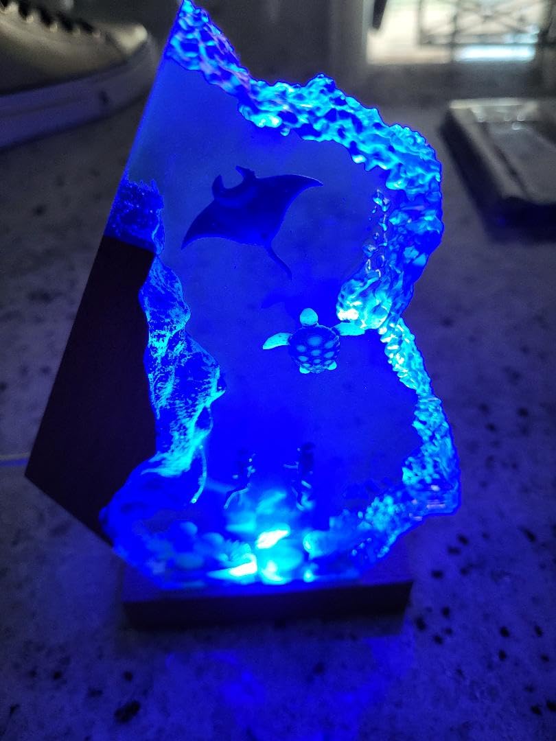 Handmade Shark Ocean Resin Lamp with Wooden Base customer photo 1
