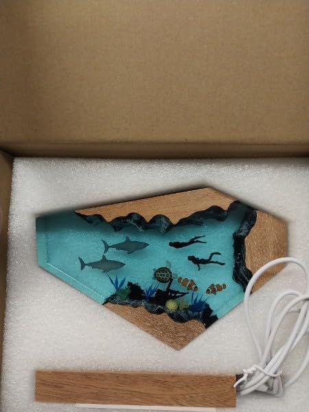 Handmade Humpback Whale Resin Ocean Lamp with Wooden Base customer photo 1
