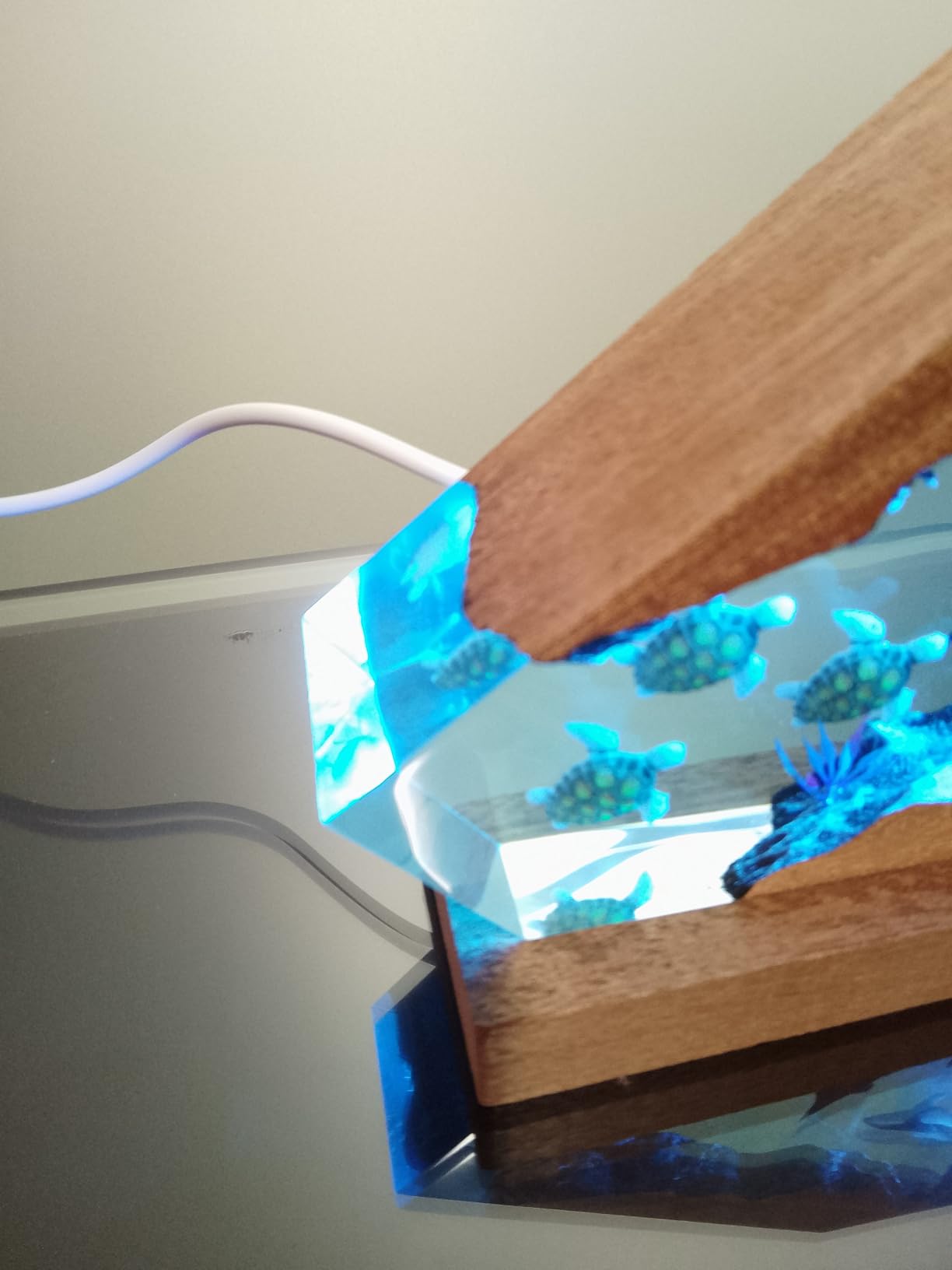 Handmade Humpback Whale Resin Ocean Lamp with Wooden Base customer photo 2