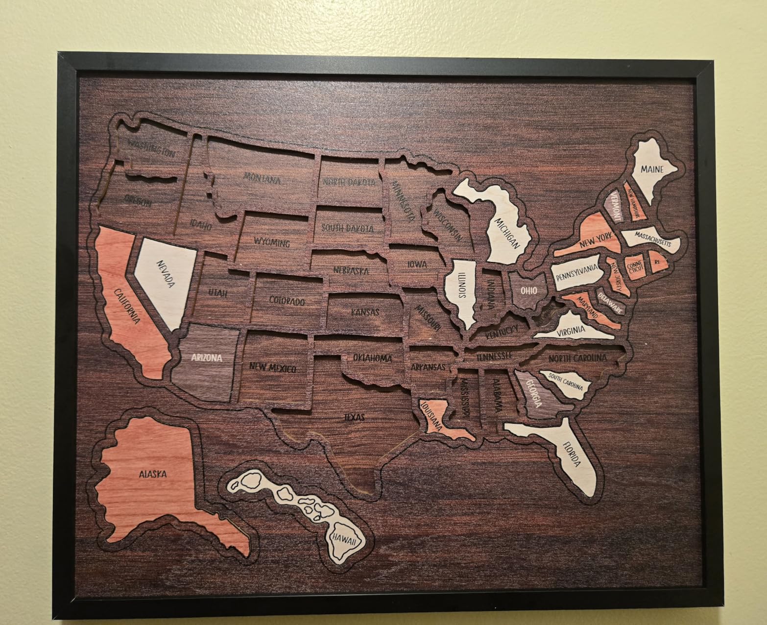 flinelife USA Travel Map, 13x11, Wooden USA Map Puzzle, Perfect For Couples and Families Gift customer photo 1