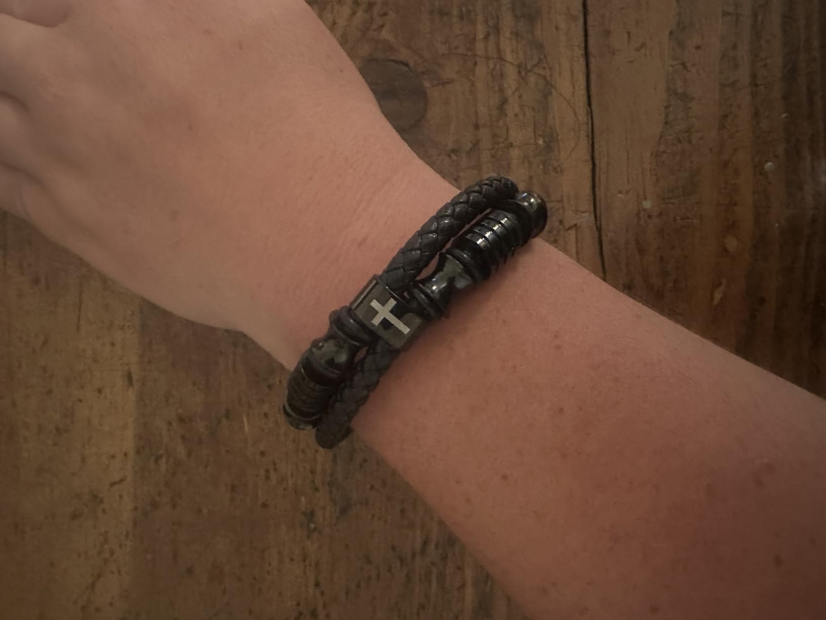 UNGENT THEM Leather Cross Bracelet, Joshua 1:9 Birthday Gifts for Boys Men customer photo 1