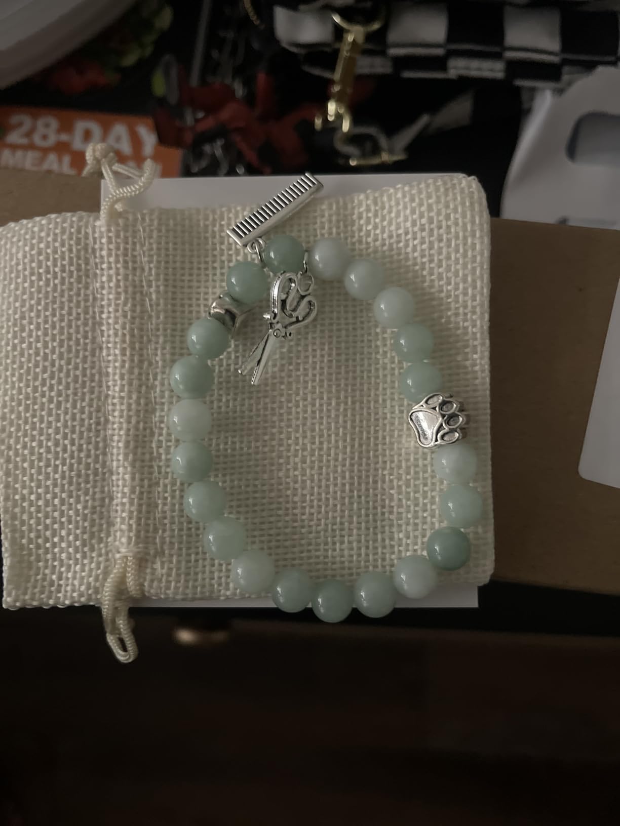 Dog Groomer Gifts for Women Green Bead Bracelet with Shears Comb Charms | Thank You Jewelry for Pet Groomers Christmas Birthday Appreciation Gift customer photo 1