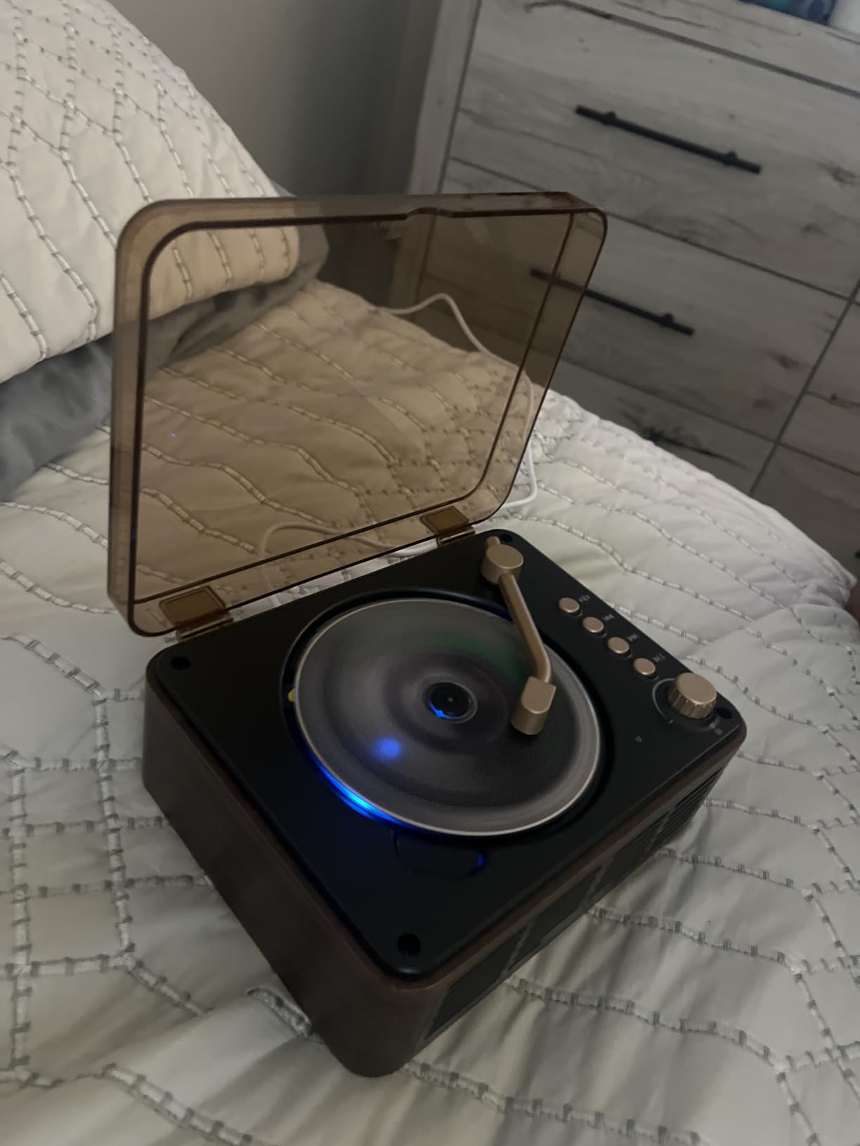 Gueray CD Player for Home Retro, Bluetooth 5.4, Hi-Fi Speaker, FM Radio, Portable wood CD music player 3600mAh rechargeable battery, room decor, vintage nostalgic record-style, gift for music lovers customer photo 1