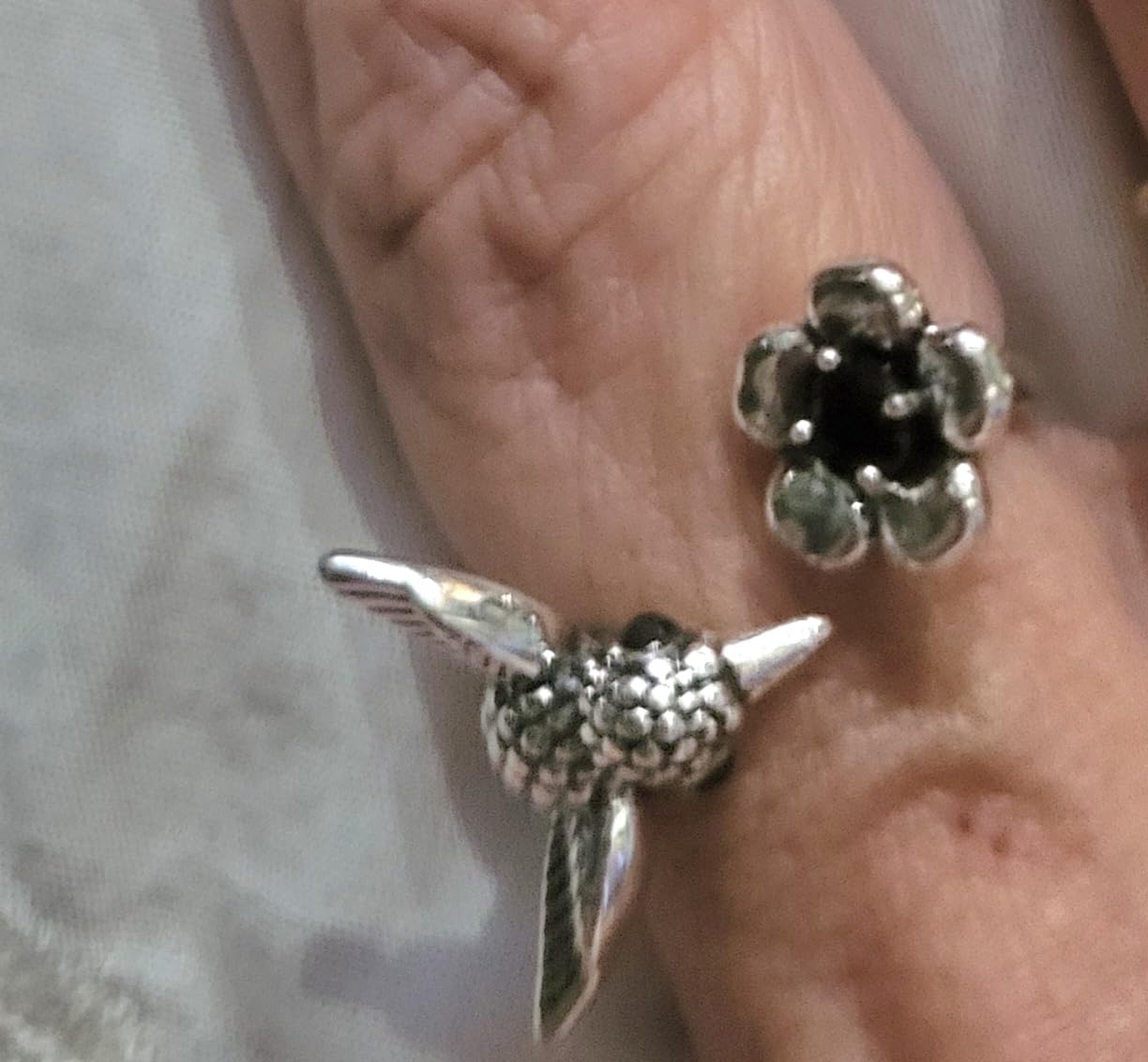 Hummingbird Ring For Women, Silver Vintage Bird Boho Western Adjustable Flower Wrap Ring Cute Animal Jewelry Black Stone Statement Jewelry Gift customer photo 1