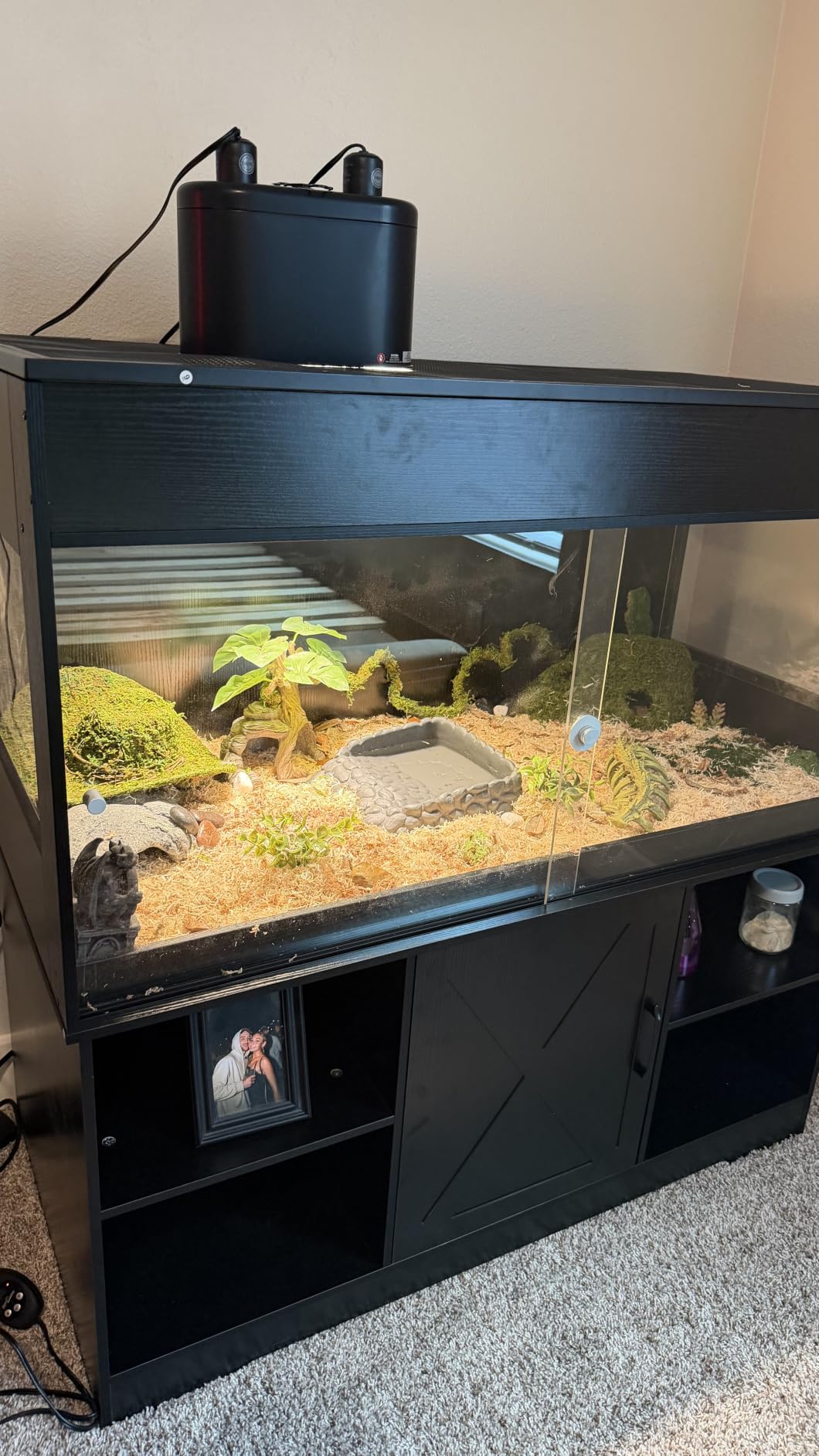 Herture 60 Gallon Reptile Tank with Stand, Reptile Enclosure with Cabinet | Snake Enclosure with Outlets, Sliding Door, Reptile Terrarium Tank Bearded Dragon Tank for Lizards, Geckos Black PX02RTB customer photo 2
