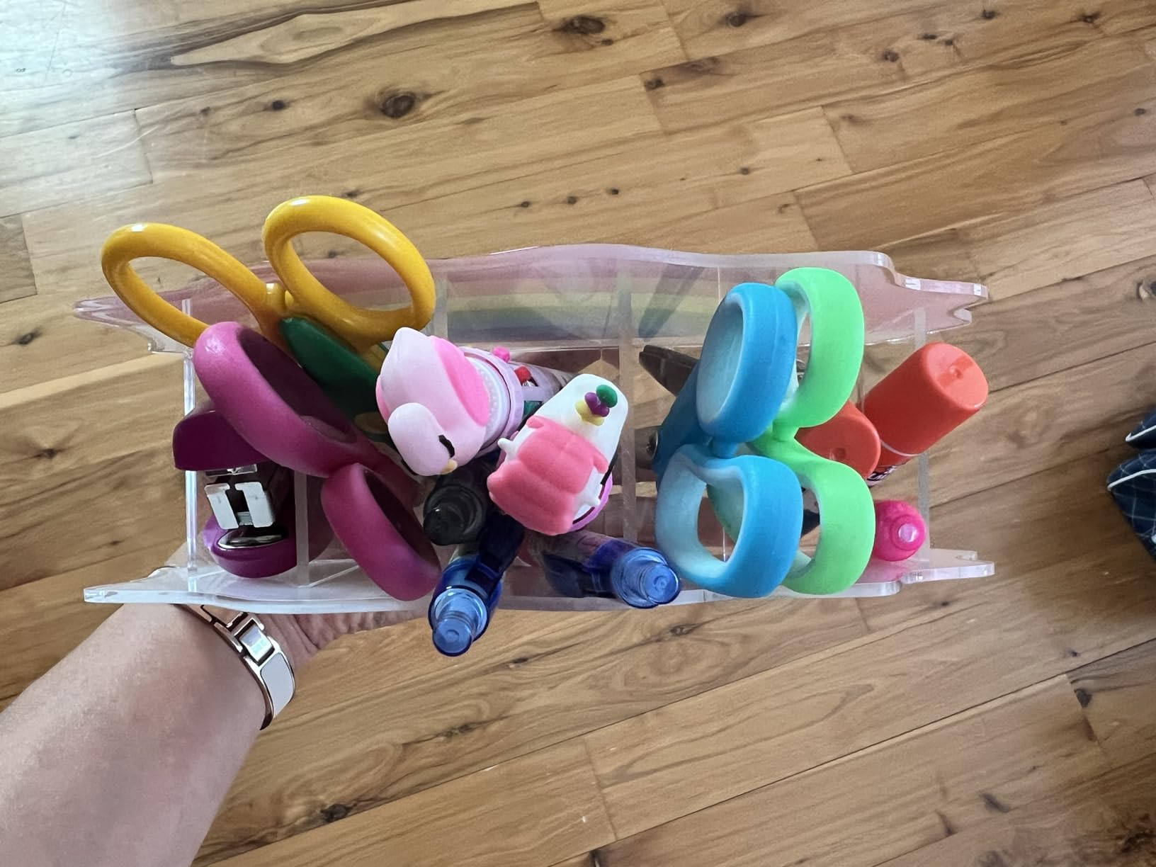 Rainbow Desk Organizer Acrylic Pen Holder Cute Hedgehog Crayon & Marker Organizer, Homeschool Supplies & Room Decor, Perfect for Back to School, Birthday Gift for Kids customer photo 2