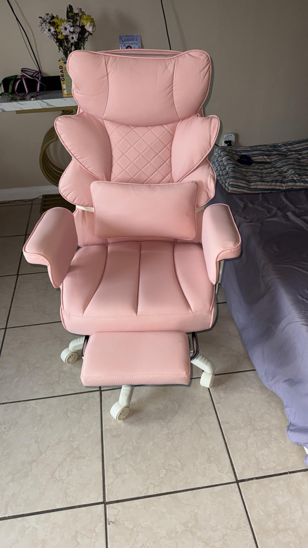 Dowinx Big and Tall Office Chair with Pocket Spring Cushion,High Back Computer Gaming Chairs with Adjustable Armrests,Executive Desk Chairs with Lumbar Support and Footrest,PU-Brown customer photo 2