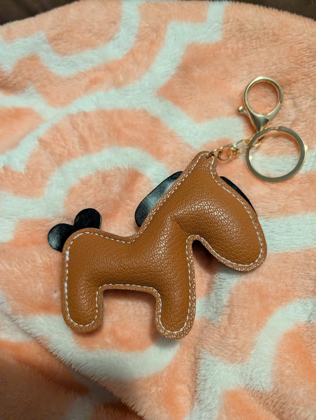 Horse Leather Keychain Bag Charm Brown Wallet Accessory for Women customer photo 1
