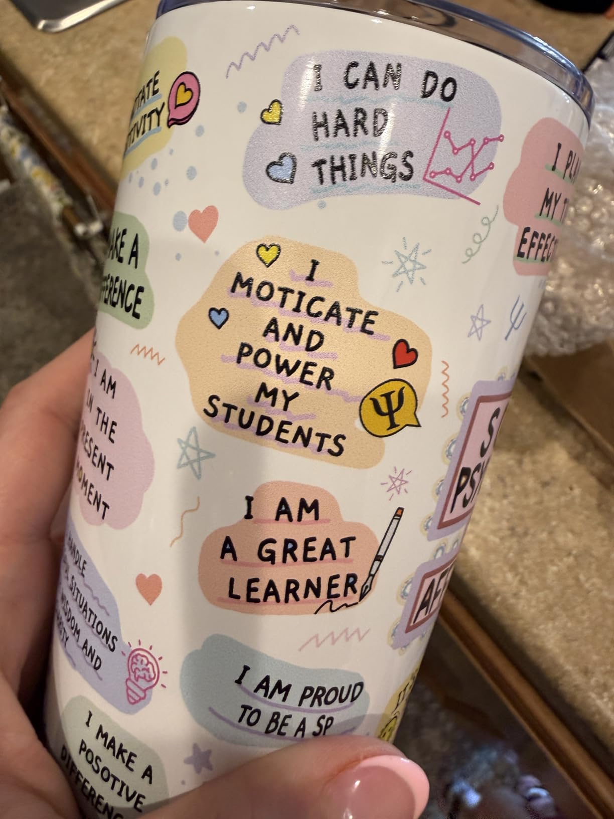 School Psychologist Gifts for Women, School Psychologist Appreciation Gifts for Her, 20oz Coffee Mug Tumbler Teacher Present customer photo 2