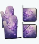 Easter Oven Mitts and Pot Holders Set,Cute Rabbit Kitchen Decor Heat Resistant Non Slip Hot Pads and Oven Mitt for Chef Cooking Baking BBQ Mom Girl Gifts(4 Piece Set) customer photo 1