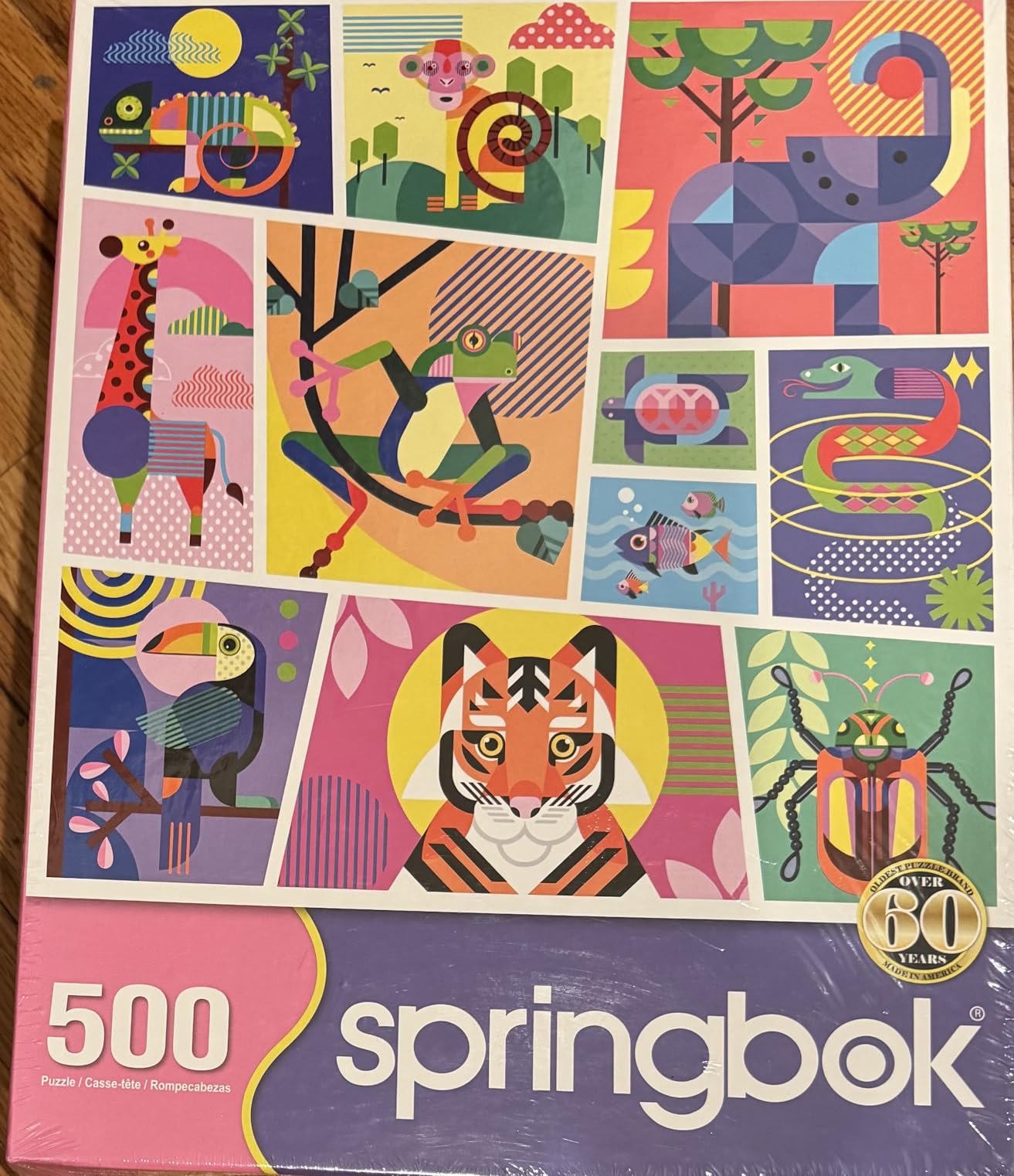 Springbok Floral Hippo Pop 500 Piece Colorful Jigsaw Puzzle for Adults | Unique Cut Pieces, Made in USA, Eco-Friendly Materials featuring vibrant floral wildlife artwork and charm customer photo 1