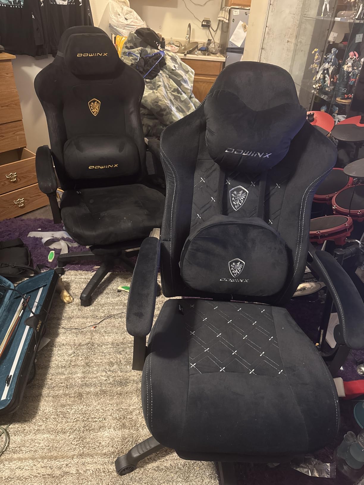 Dowinx Gaming Chair with Heated Massage Lumbar Support,Big and Tall Fabric Gaming Chairs for Adults with Footrest, Ergonomic Computer Game Chair with Poket Spring Cushions, 350lbs, Blue customer photo 1