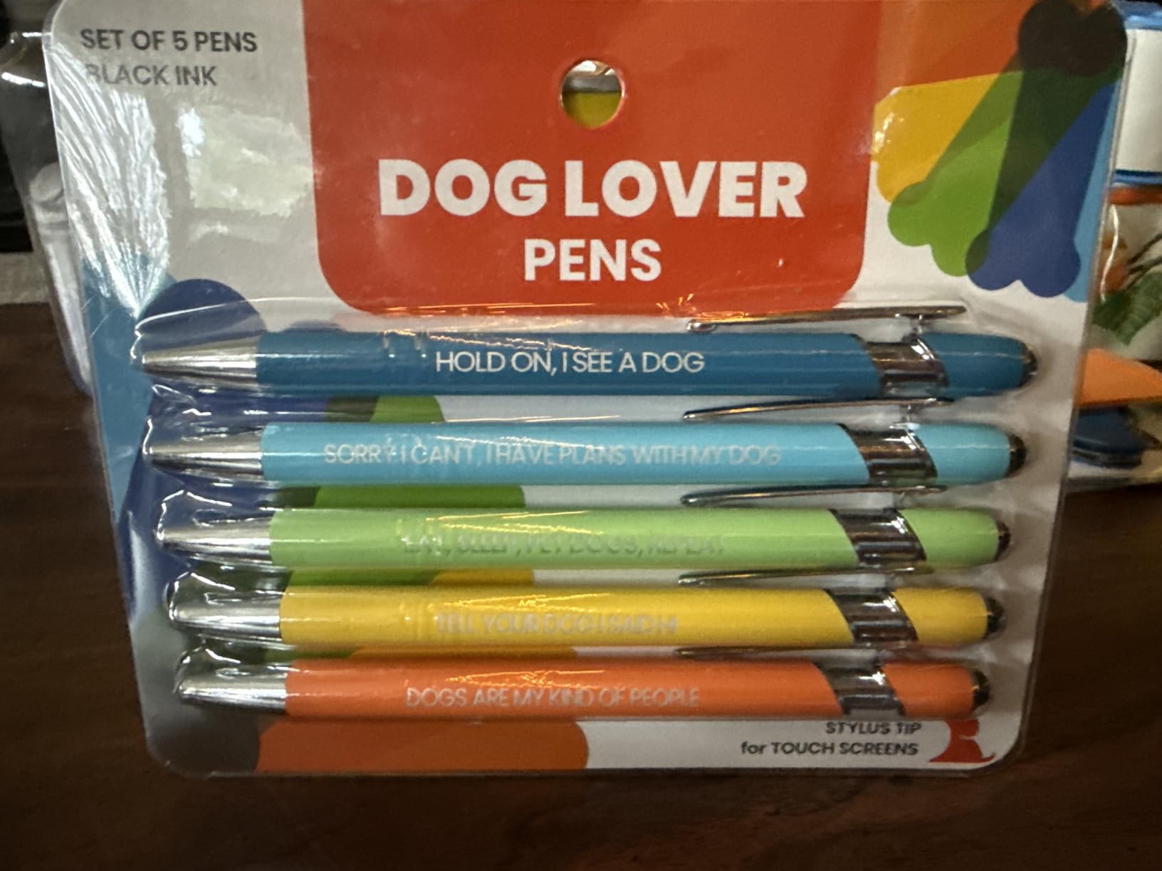 Funny Cat & Dog Rescue Gift Pen Set, 5 Black Ink Ballpoint Pens, Stylus Tip customer photo 1