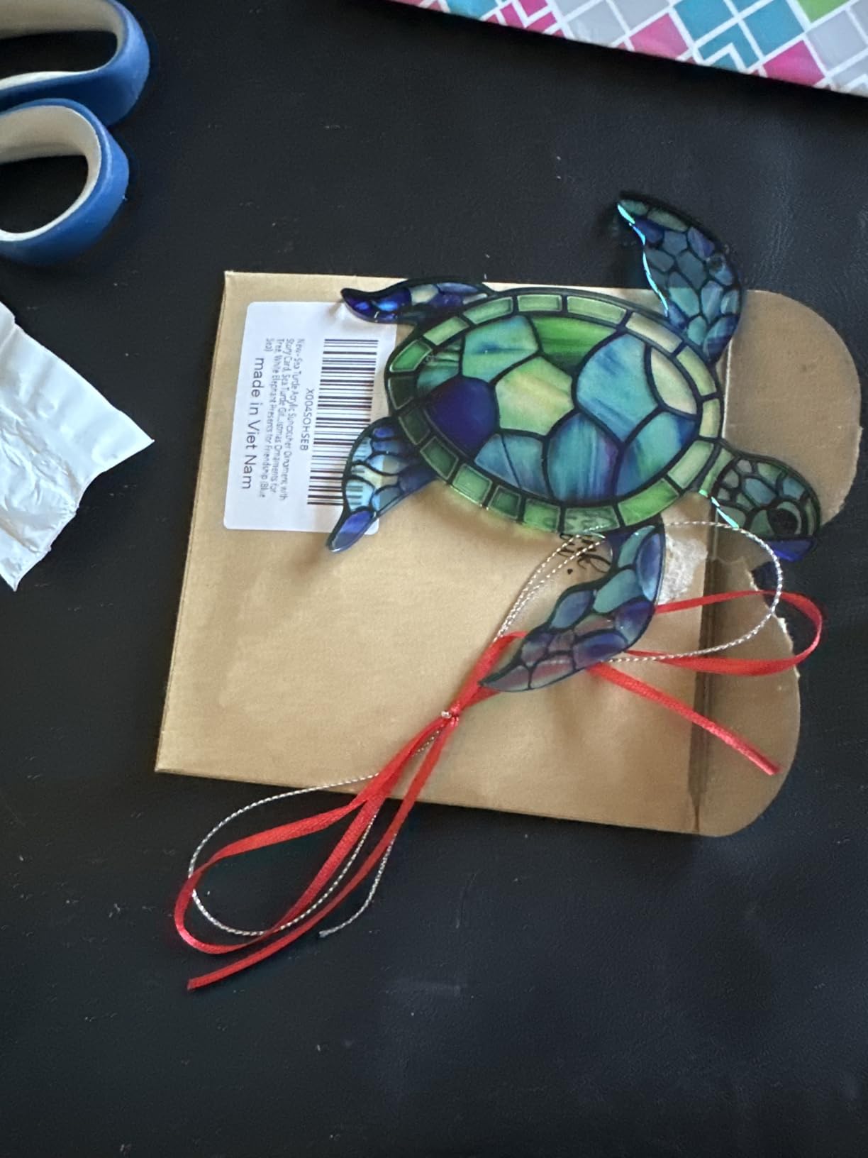 Turtle Ornament, Beach Christmas Ornaments for Tree, Beach Gifts for Women, Acrylic Vivid Color Turtle Suncatcher Ornament customer photo 1