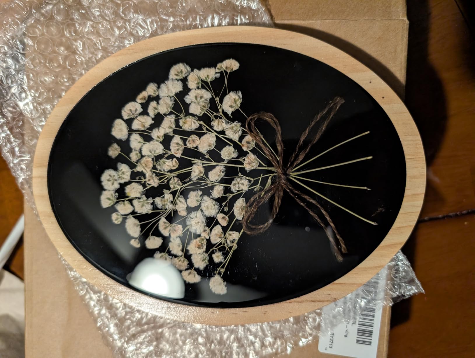 Kathfly 8x10 Inch Wooden Pressed Flower Wall Decor Resin Baby's Breath customer photo 2
