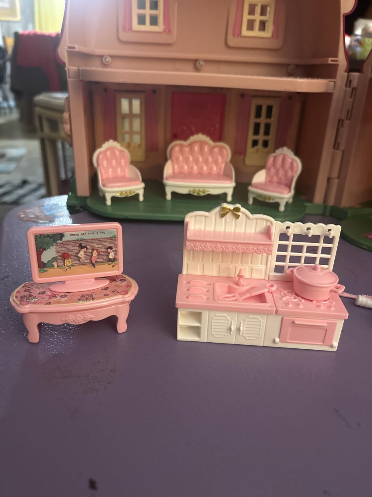 36Pcs Dollhouse Furniture Set,Miniature 1:12 Scale Dolls House Accessories with Cat,Dog,Kitchen, Dining Room, Living Room,Bedroom for Playhouse Toy(Beige) customer photo 2