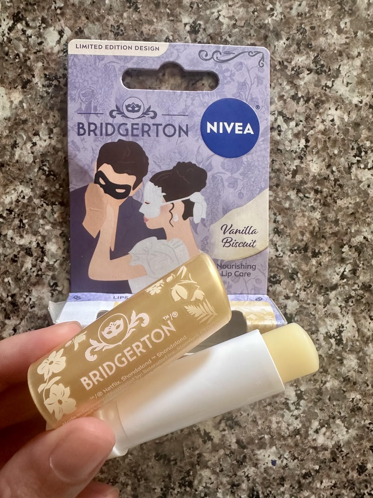 NIVEA Vanilla Biscuit Lip Care, Bridgerton Design Lip Balm, 0.17 OZ customer photo 2