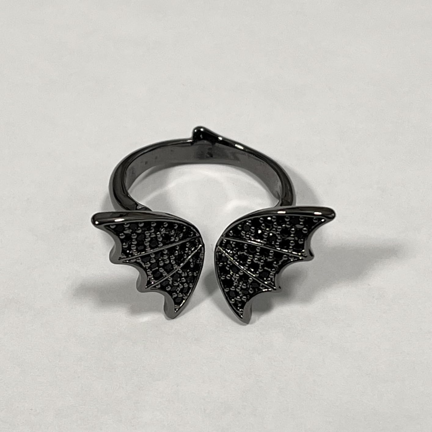Gothic Black Bat Ring for Women - 18K Black Gold Plated Cubic Zirconia Adjustable Open Jewelry, Halloween Costume Accessories Gift customer photo 2