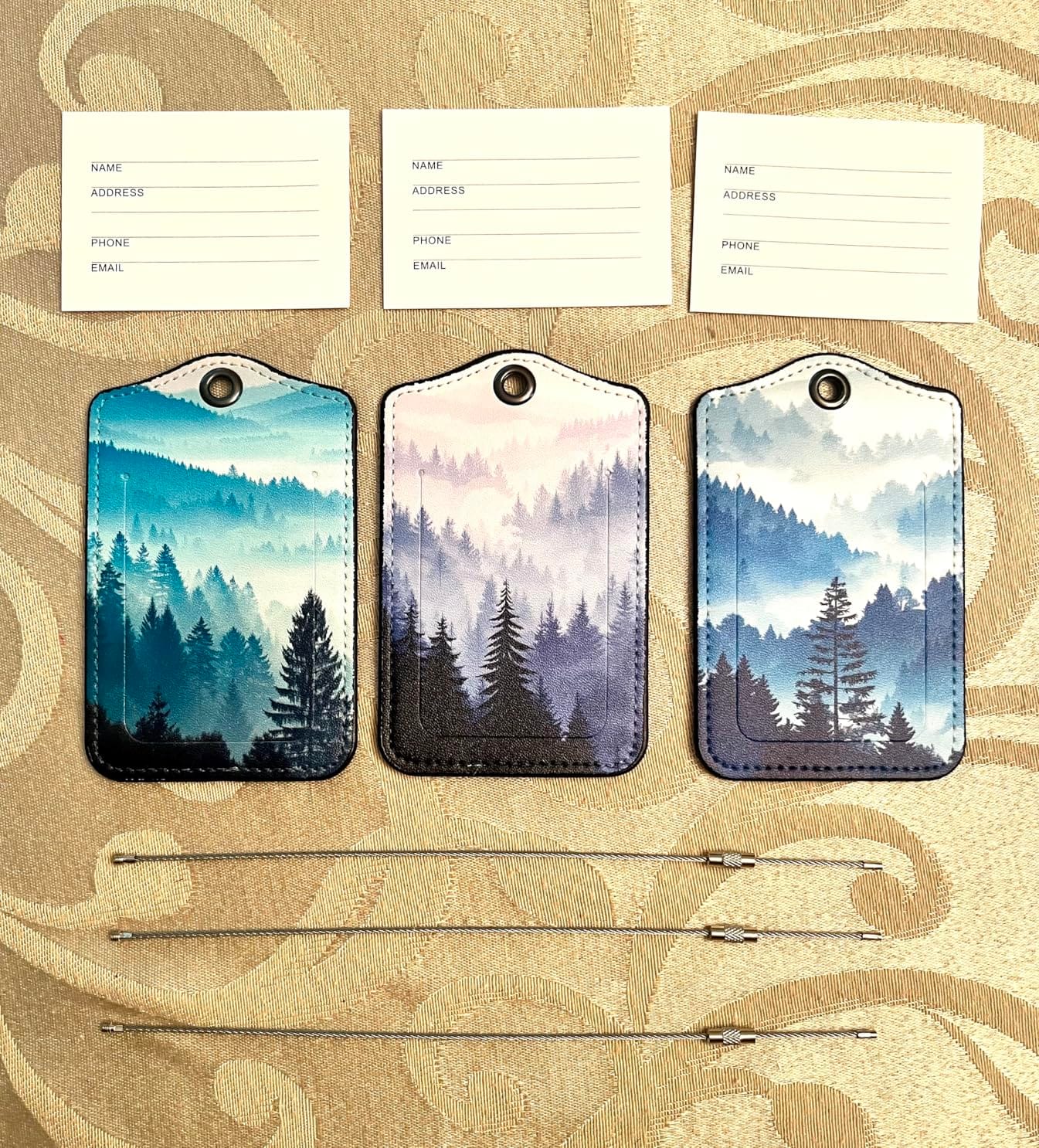 Peacock Luggage Tags for Suitcases, 3 Pack Leather Bag Tag Identifiers with Stainless Steel Loop and Address Card for Men Women customer photo 1