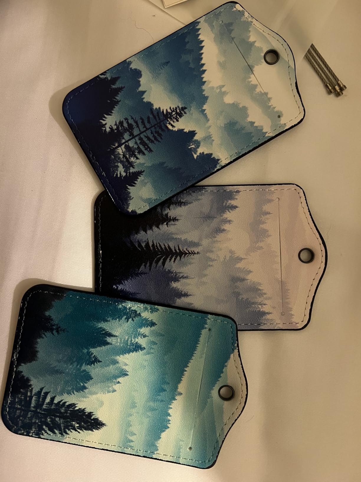 Peacock Luggage Tags for Suitcases, 3 Pack Leather Bag Tag Identifiers with Stainless Steel Loop and Address Card for Men Women customer photo 2