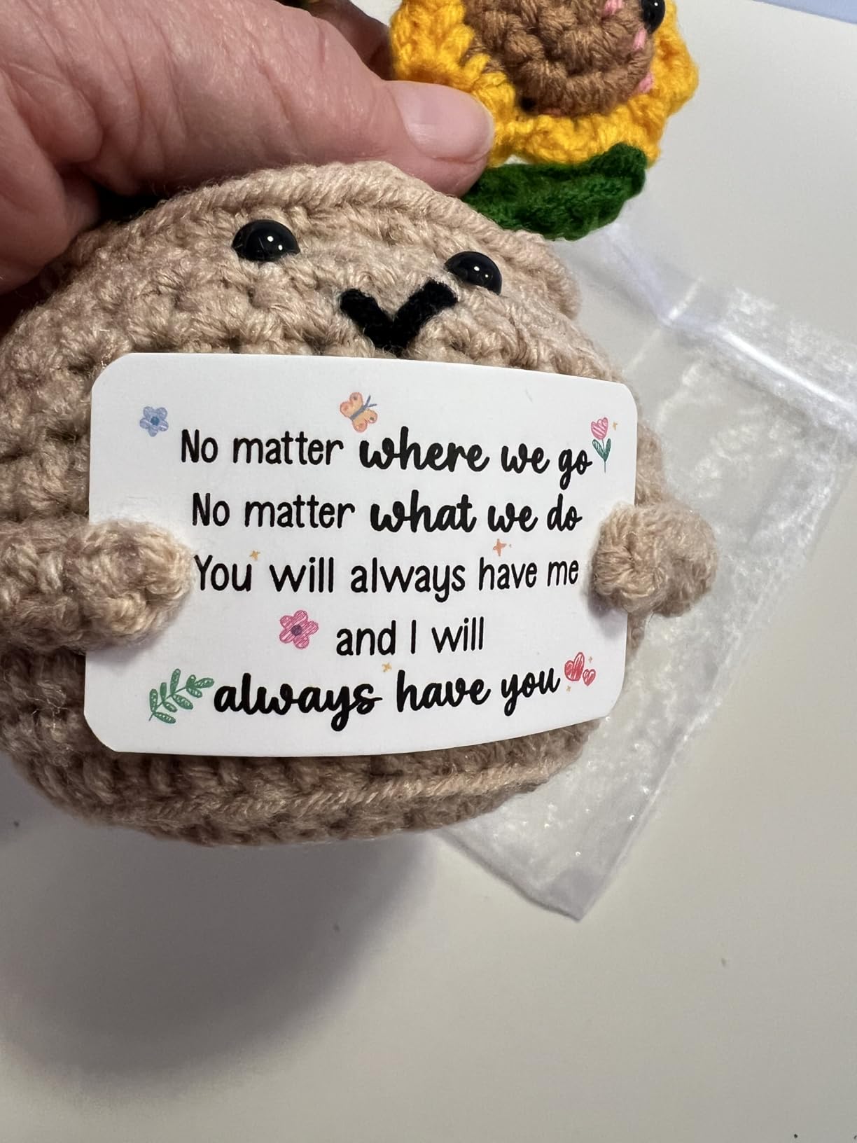 OASSIE Best Friend Birthday Gifts for Women - Positive Crochet Sunflower | Friendship Gifts For Women, Friend Gift Ideas, Emotional Support, Sunflower Decor, Handmade Keepsake, Soft Yarn Texture customer photo 2