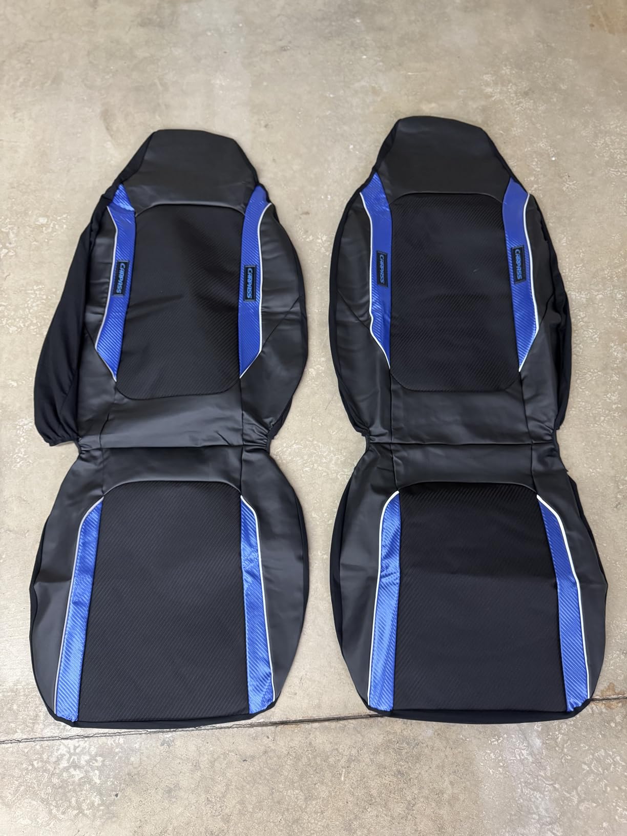 CAR PASS Sporty High Back 3D Oxford Waterproof Car Seat Cover Two Front, Universal Carbon Fiber Leather Bucket Seat Cover All Weather, Airbag Compatible Fit Sports Car SUV Sedan Truck Black Yellow customer photo 1