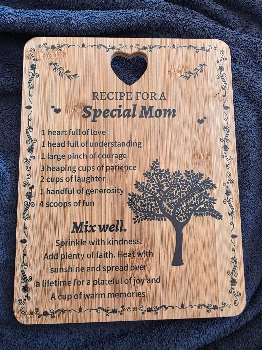 Recipe for Mom Bamboo Cutting Board Set, Engraved Birthday Gift customer photo 1