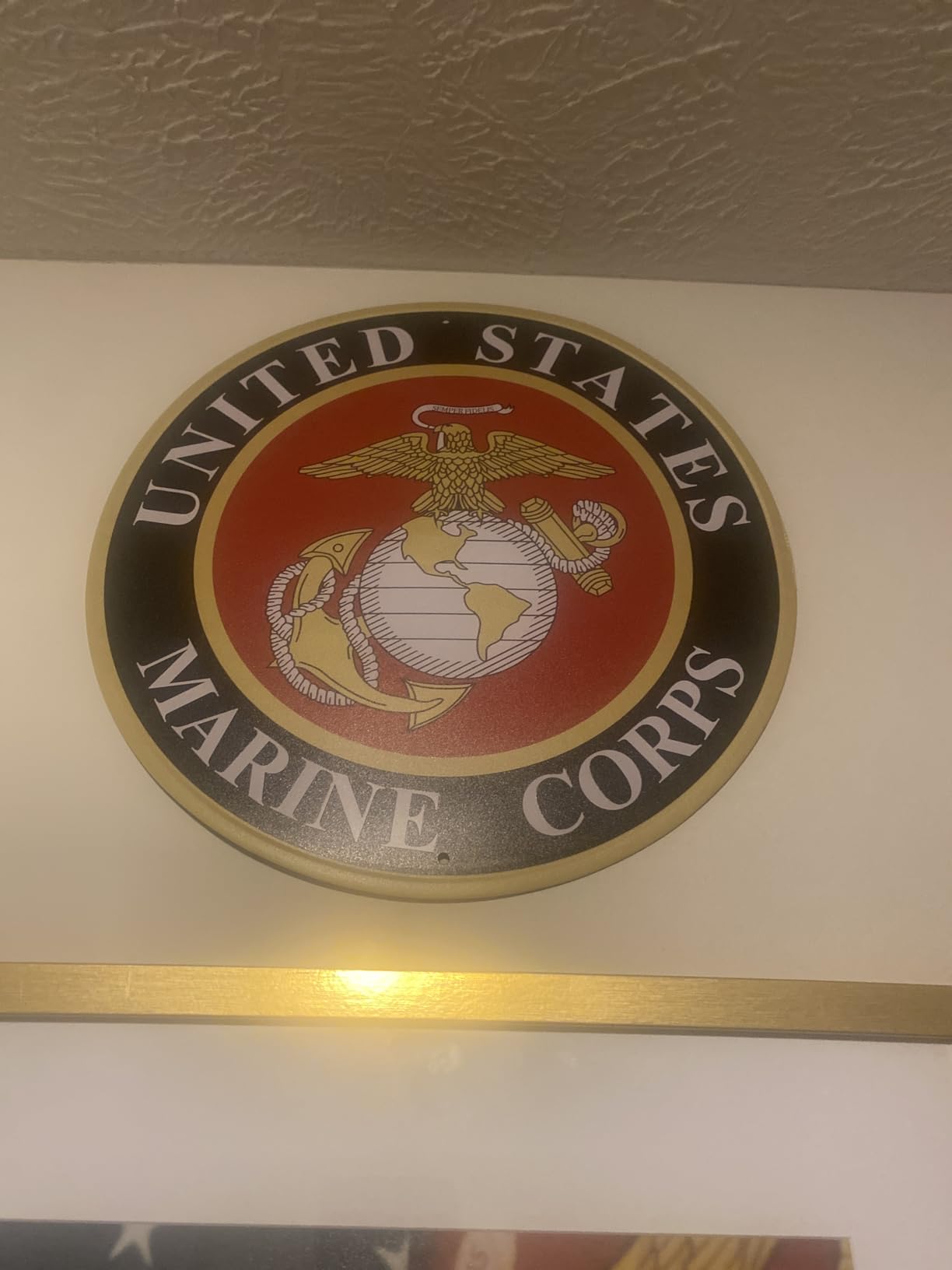 1PC United States Marines Logo Metal Sign Marines Wall Decor, 12 Inch Round Marines Emblem, US Military Service Branch Wall Decorr (Red) customer photo 1