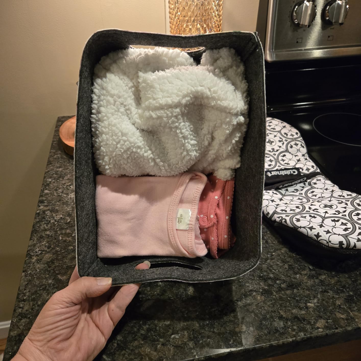 Closet Storage Bins 2 Pcs Felt Open Home Storage Containers Organizer with Handles Collapsible Shelf Basket for Home Office Craft Room Classroom Fabric Squirrels Fall Leaf Happy Gnomes Pumpkin customer photo 2