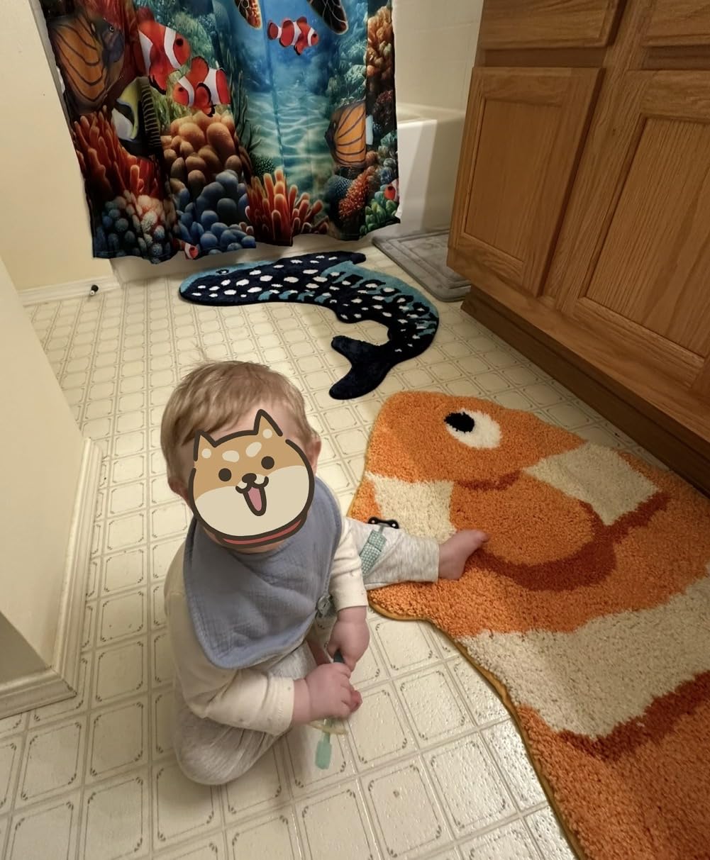 LUMI Cute Animal Bathroom Rugs, Soft Absorbent Non Slip Bath Mats, 24