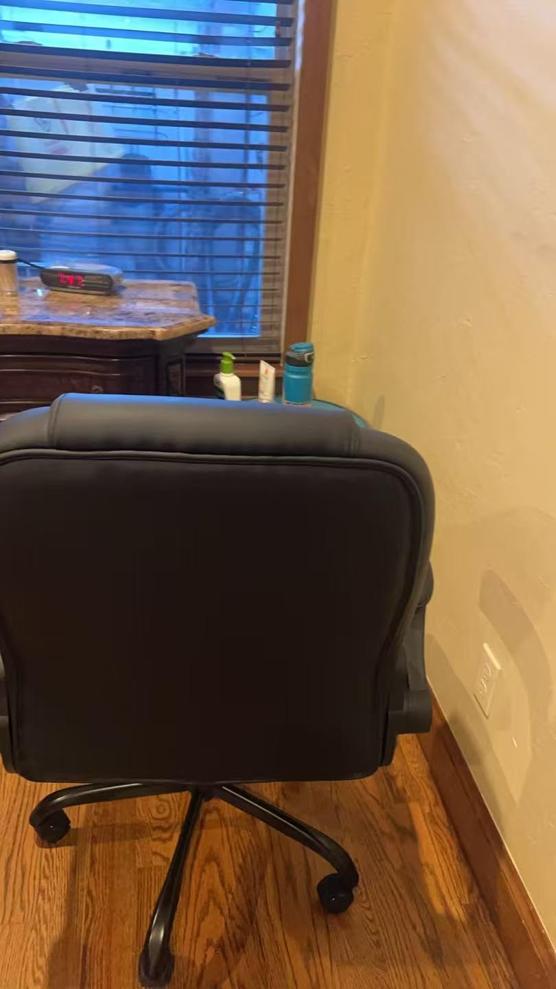 Leather Office Chair Swivel Lumbar Support for Short People Brown customer photo 2