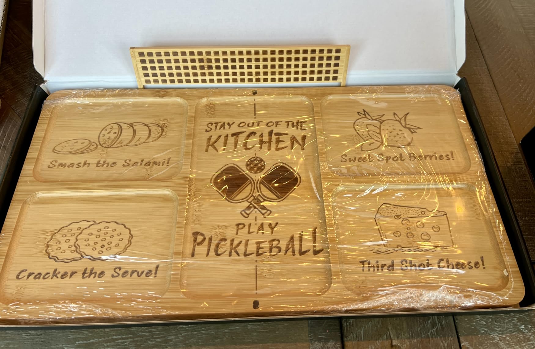 Pickleball Court Charcuterie Board with Net, Bamboo Serving Tray | Funny Pickleball Gift for Men and Women, Birthday Gift customer photo 2