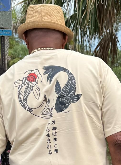 COZYEASE Men's Japanese Koi Fish Graphic Tees Short Sleeve Crew Neck T-Shirt Casual Summer Tops customer photo 1