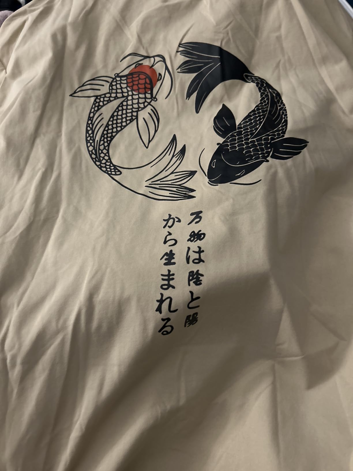 COZYEASE Men's Japanese Koi Fish Graphic Tees Short Sleeve Crew Neck T-Shirt Casual Summer Tops customer photo 2