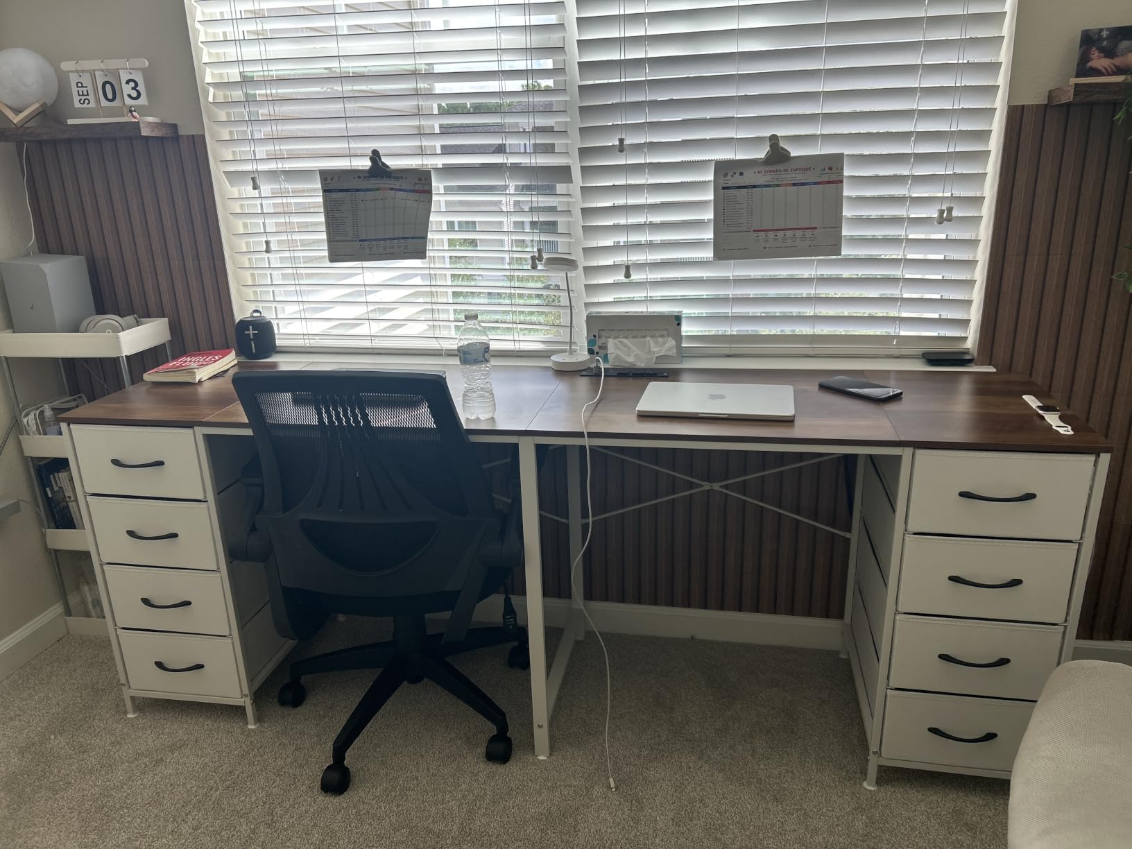 TVU 2 Person Desk with 8 Drawers, Large Home Office Computer Desk with Power Outlets, 78 Inch Long Double Desks for Two People, White customer photo 1
