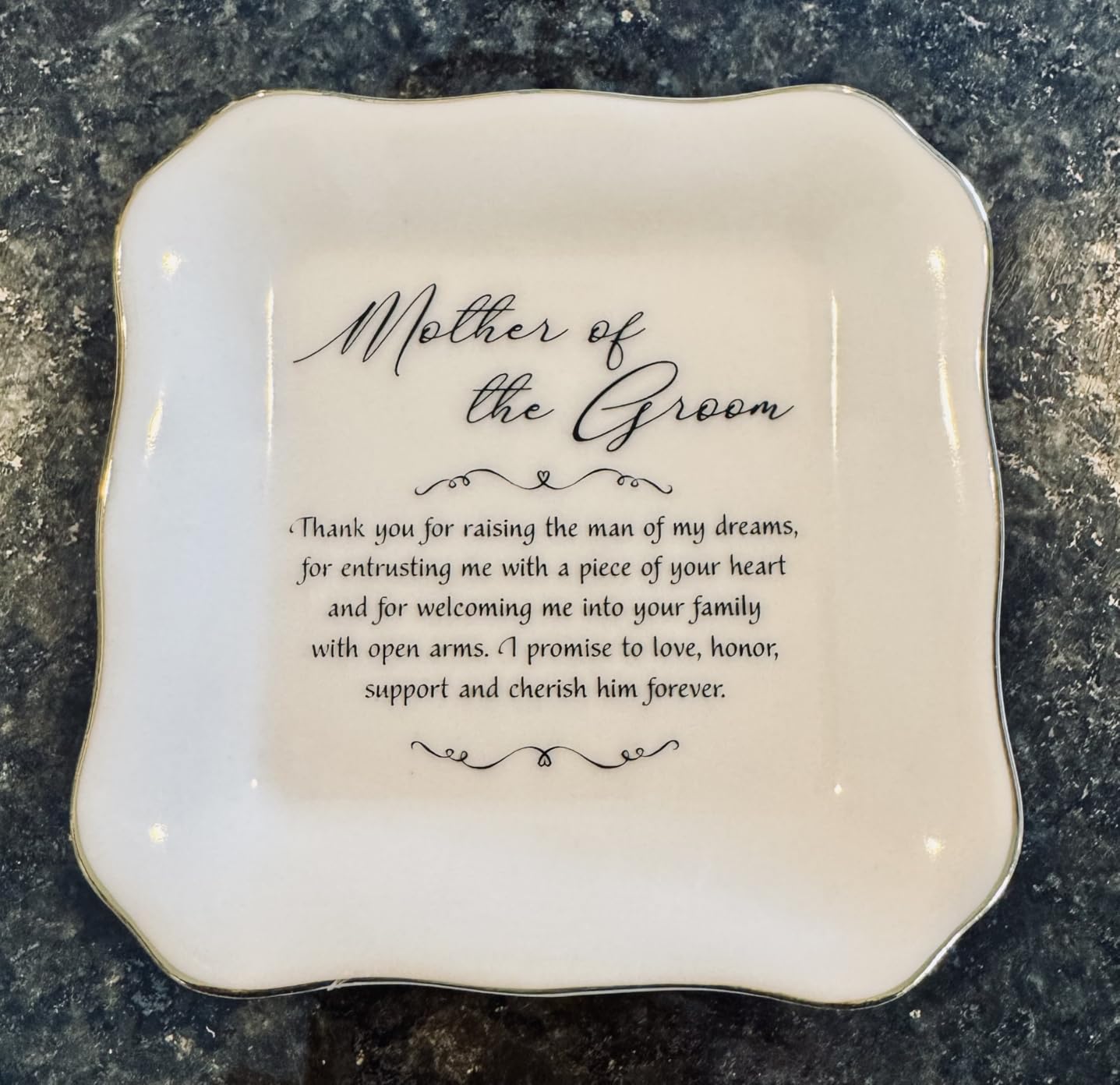 Mother of the Groom Gifts from Bride - Wedding Gift for Mother of the Groom, Unique Mother of Groom Gift, 4x4 Ceramic Jewelry Dish, Special Keepsake Wedding Plate customer photo 1