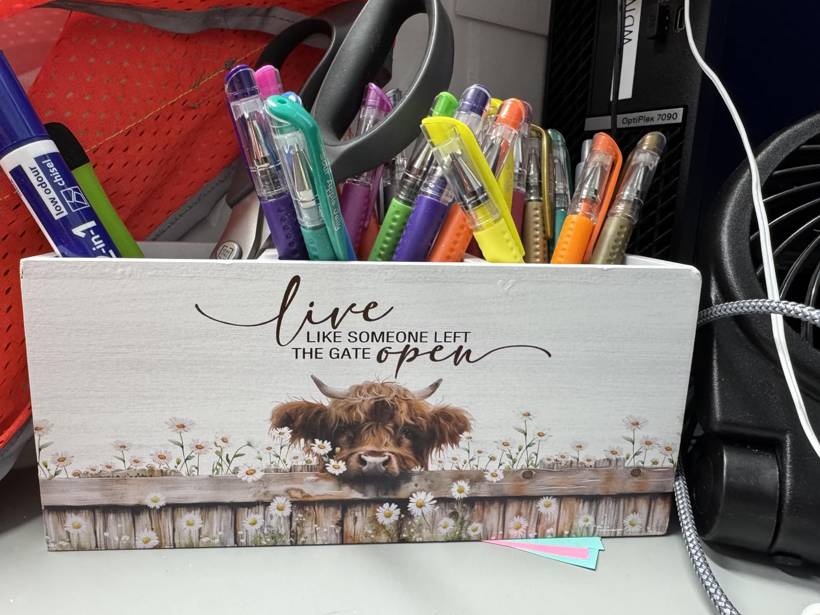 DILSJ Hedgehog Inspirational Pen Pencil Holder Organizer For Desk, Hedgehog Gifts, Rustic Floral Live Like Someone Left The Gate Open Wooden Box Signs For Home Office Desk Tabletop Decoration customer photo 1