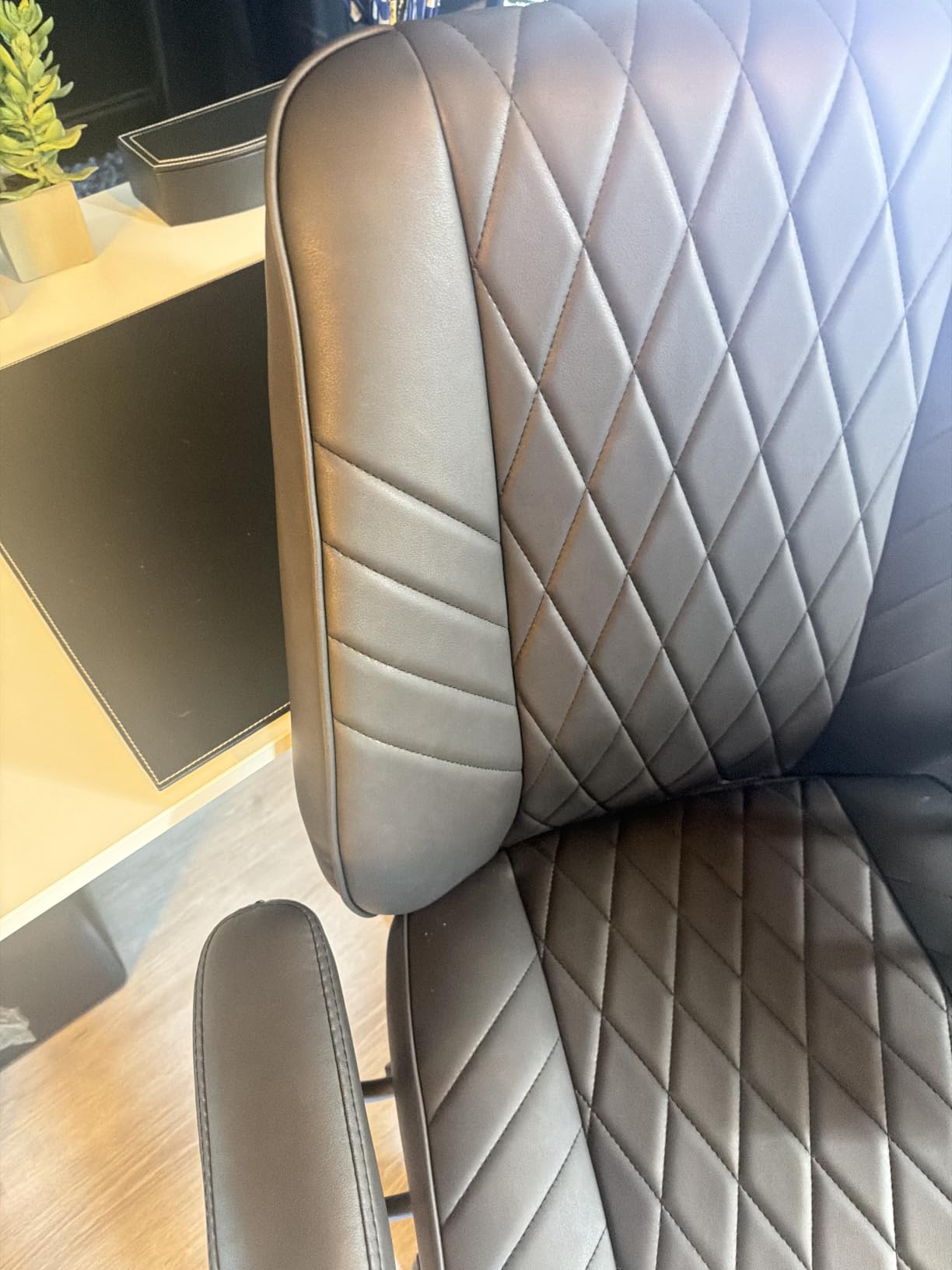 Brown Leather Office Desk Chair with Quiet Rubber Wheels, Height Adjustable, Padded Arms, Vintage Mid Century Office Chair, Retro Style Desk Chair customer photo 1